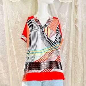 Dana Buchman Geometric Abstract Pattern Blouse